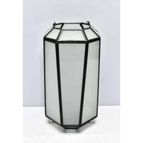 BIDK Home Oxidized Iron Candle Lantern - 12.75" - White and Black