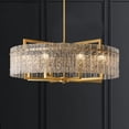 thumbnail image 2 of 26 in. Gold Modern Drum Crystal Chandelier 6-Light Glam Dimmable Pendant Light Kitchen Island with Frosted Glass for Dining Room Chandelier, 2 of 5
