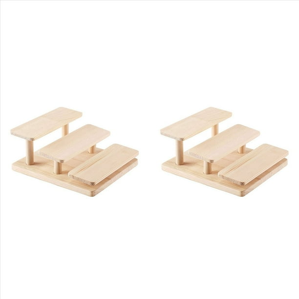 2X Elevadores de ExhibicióN de Madera 3 Soporte de ExhibicióN de Gafas Soporte de JoyeríA Bandeja Organizadora de Madera para Escritorio Gabinete