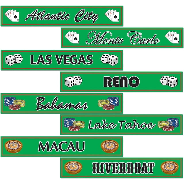 Beistle 54388 4-Pack Gambling Destination Street Sign Cutouts, 4-Inch by 24-Inch