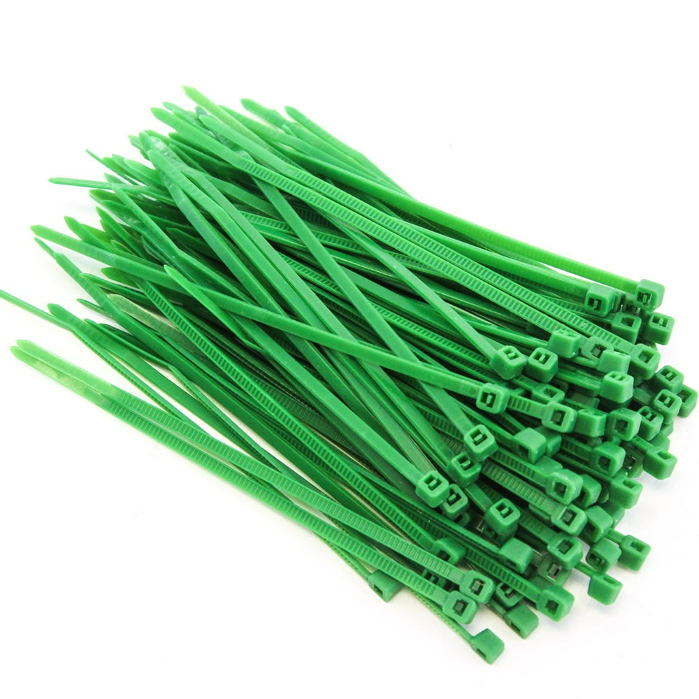 100 Heavy Duty 4 Inches 18 Pound Zip Cable Ties Nylon Wrap Green ...