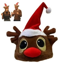 Interactive Plush Christmas Character Hat With Music,Battery-powered Adjustable Size Novelty Party Electric Swing Christmas Plush Hat for Party Entertainment Xmas Gift （Reindeer）