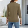 thumbnail image 4 of Inglocry Polo Shirts for Women Short Sleeve 3 Button Collared Golf Tee Cotton Business Casual Summer Work Tops Light Brown 3XL, 4 of 6