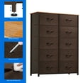 thumbnail image 4 of DEXTRUS 10-Drawer Fabric Dresser for Adults, Storage Tower with Wooden Top and Front, Brown, 4 of 5