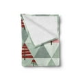 thumbnail image 2 of Grey Soft Flannel Fleece Throw Blanket, Abstract Geometrical Theme Retro Illustration of Triangles Trees Print, Cozy Plush for Indoor and Outdoor Use, 70" x 90", Coral and Reseda Green, by Ambesonne, 2 of 5