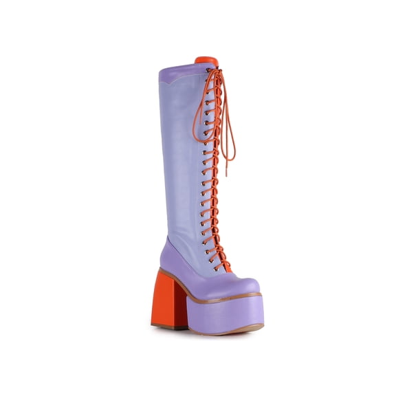 Casual Color Blocking Knee High Women's Chunky Platform