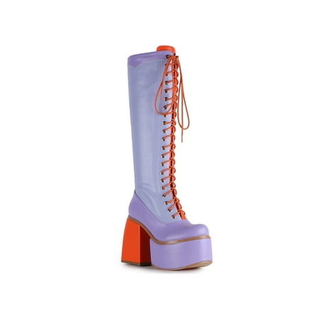 

Casual Color Blocking Knee High Women s Chunky Platform