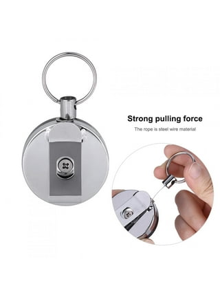 Retractable Keychain Key Ring ID Badge Holder Metal with Steel Wire  Multitool Carabiner Clip Name Tag Card Holders Stationery