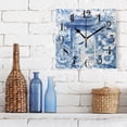 thumbnail image 3 of Blue Gates Flowers Floral Wall Clock Decorative Square Silent Non-Ticking Operated Clocks Aesthetic for Bedroom Living Room, 3 of 8