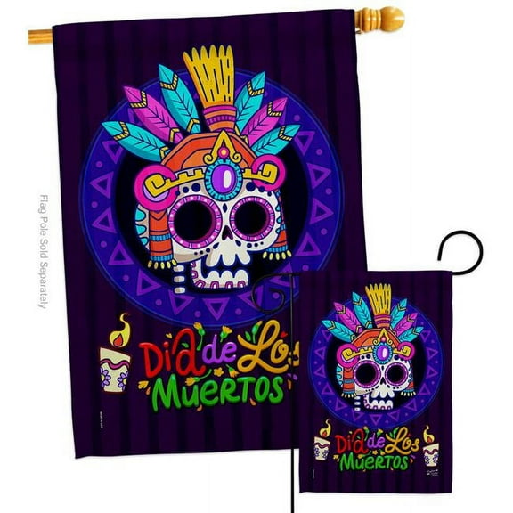 Angeleno Heritage S130412-BO Dia de los Muertos Falltime Day of Diad 28 x 40 in. Double-Sided Decorative Horizontal House Flags Set for Decoration Banner Garden Yard Gift