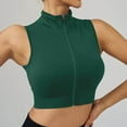 thumbnail image 4 of Tank Top for Women Ladies' Comfortable And Casual High Neck Zipper Quick Drying Sports Vest Tube Tops for Women, Color:Green, Size:S, 4 of 5