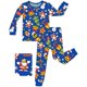 thumbnail image 1 of Pijama navideño de viscosa de bambú para niños pequeños, niñas y bebés, 2 piezas, conjunto de pijama de manga larga de 18 a 24 meses, pijama ajustado, 1 of 8