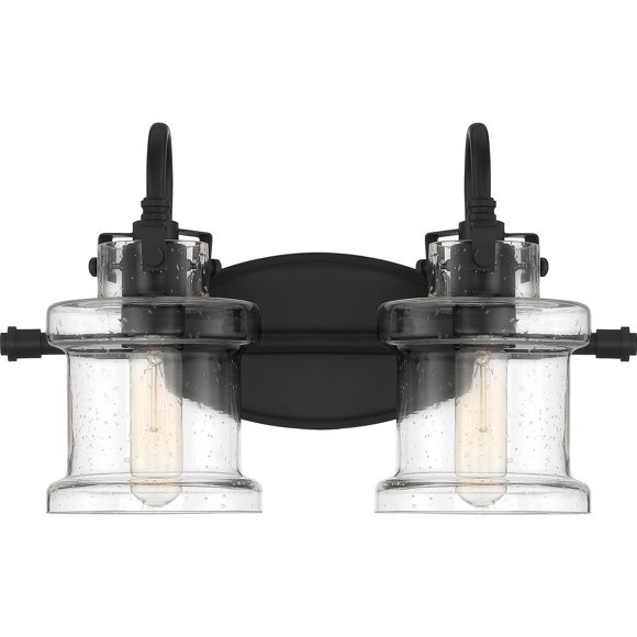 Quoizel 200W Danbury 2-Light Earth Black Bath Vanity Wall Mount Light Fixture