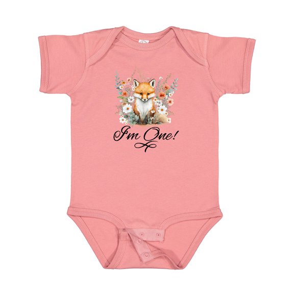 Inktastic Babys First Birthday Woodland Fox 1 Year Old Girls Baby Bodysuit