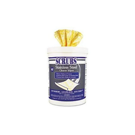 Stainless Steel Cleaner Towels, 9 3/4 x 10 1/2, 70 Wipes/Pack, 6 Packs/Carton