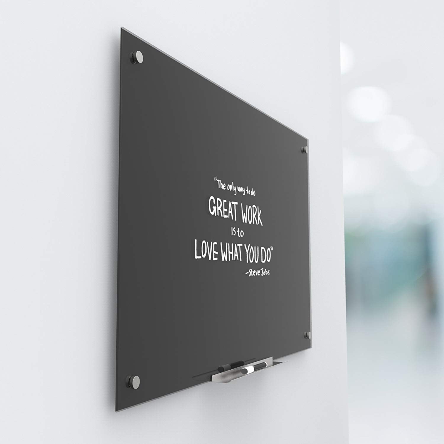 U Brands Glass Dry Erase Whiteboards, 48 x 36 inches, Black Surface, Frameless