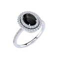 thumbnail image 2 of SuperJeweler 1 1/2 Carat Oval Shape Black Onyx and Double Halo Diamond Ring In Sterling Silver For Women, 2 of 5