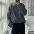 thumbnail image 2 of Camiseta de cuello alto y cuello alto para hombre, camiseta a rayas a granel, ropa para hombre al por mayor, manga larga, citas, talla XL, jersey F, 2 of 5