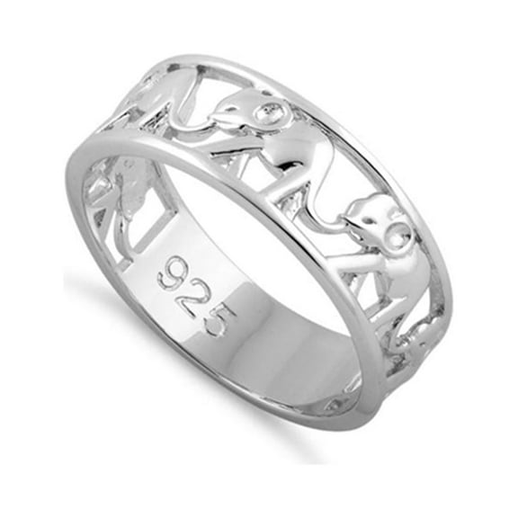 925 Sterling Silver Oxidized Platinum Plated Multiple Elephants Women Valentines Day Gifts Ring