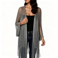 thumbnail image 4 of Hesxuno Women Crochet Cardigans Long Sleeve Lightweight Baggy Maxi Cardigan Hollow Out Beach Boho Cover Up 2026 Breathable Comfy Coverup Dark Gray Free Size, 4 of 6