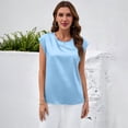 thumbnail image 5 of JoveMarine Women's Satin Tank Top Round Neck Loose Fit Blouse Business Casual Summer Top for Office and Daily Wear Sky Blue 2XL, 5 of 6