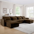 thumbnail image 2 of Oversized 157" Modular Sectional Sofa, Convertible U-Shaped Couch with Storage Ottomans, 4 Seater Corduroy Sectional Sofa with 25.2in Deep Seat, 1100LBS for Huge Person, Brown, 2 of 9
