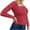 Red, variant on Plebaso Womens Going out Tops Ribbed Long Sleeve Shirts V Neck Trendy Tops Fall Winter Clothes