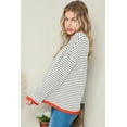 thumbnail image 3 of Women's Striped Pullover Sweater Winter Warm Knitted Top Casual Color Block Long Sleeve Crewneck Striped Sweaters Cotton Slim Fit Knit Pullover Tops Fall Winter, 3 of 8