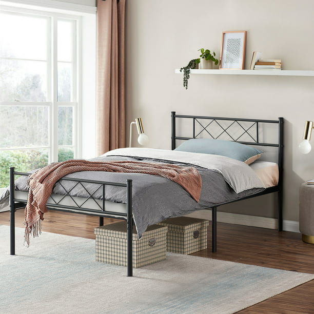 Twin Size Metal Platform Bed Frame With, Bed Frames With Shelves Underneath