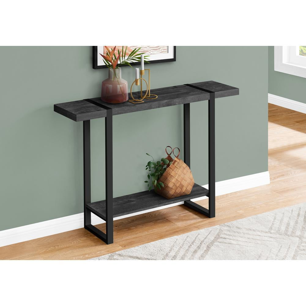Accent Table, Console, Entryway, Narrow, Sofa, Living Room, Bedroom, Metal, Laminate, Black, Contemporary, Modern