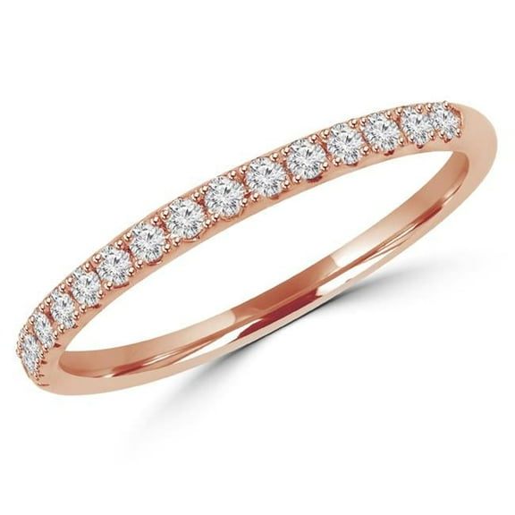 MD170313-5.5 0.2 CTW Round Diamond Semi-Eternity Wedding Band Ring in 14K Rose Gold, Size 5.5