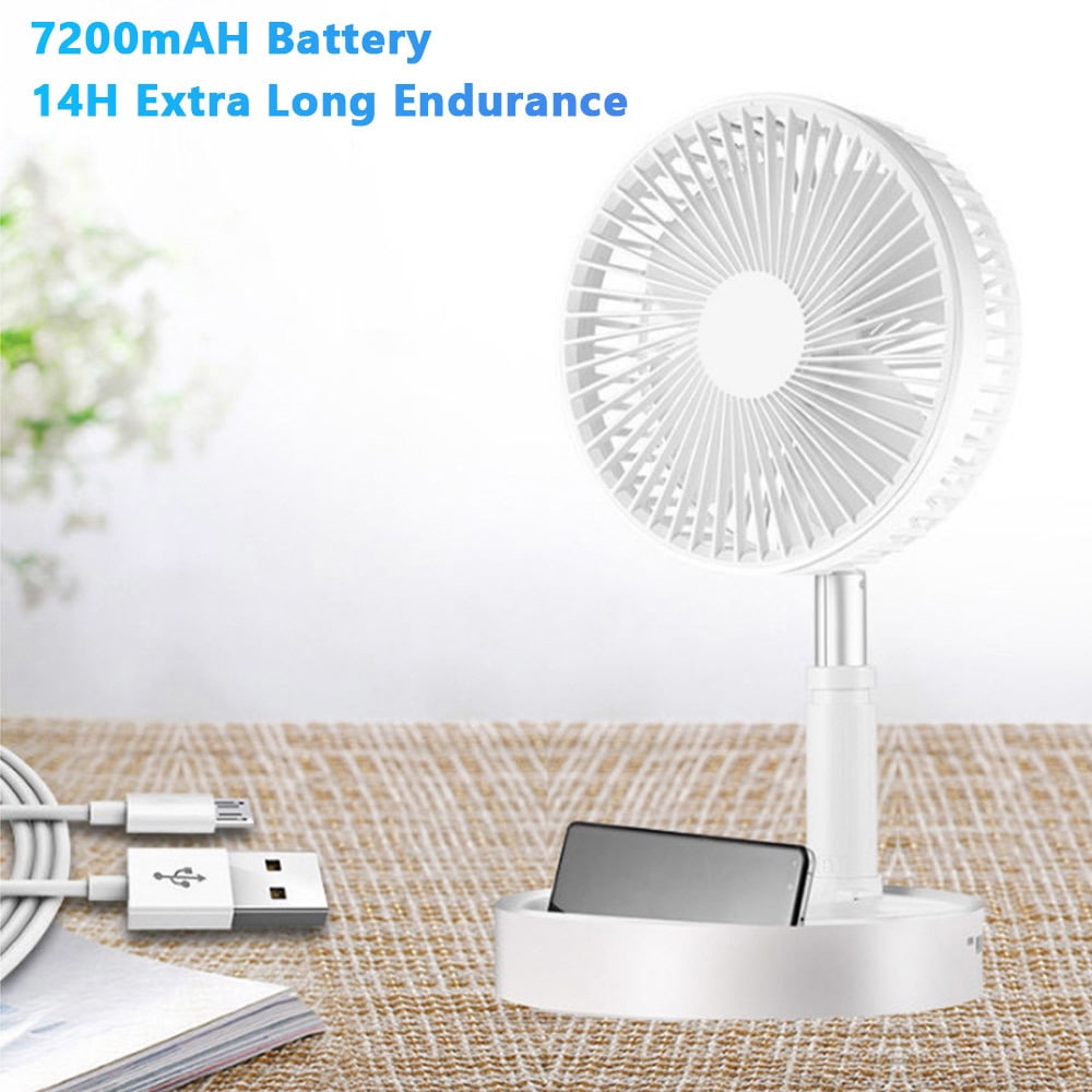 JLLOM Portable Stand Fan Folding Pedestal USB Rechargeable Telescopic Table Floor Fan