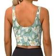 thumbnail image 4 of Goofa Lilies Flowers Printed Sports Bras for Women, High Impact Running Bra Workout Crop Tank Tops Longline Sports Bra Push up-, 4 of 9
