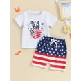 thumbnail image 2 of Nygoyerh Toddler Baby Boys 4th of July Outfits 6M 12M 18M 24M 3T Short Sleeve T-shirt + Stars Stripes Shorts 2Pcs Infant Casual Short Pants Sets Summer Clothes, 2 of 9