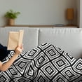 thumbnail image 3 of Black and White Soft Flannel Fleece Blanket, Abstract Rhombuses Tracery Diamond Shapes Composition in Orderly Fashion, Cozy Plush for Indoor and Outdoor Use, 60" x 80", Black White, by Ambesonne, 3 of 5