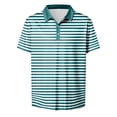 thumbnail image 4 of Striped Polo Shirts for Men Short Sleeve Collar Summer, Men's POLO Shirt Pinstripe, Dark Green s, 4 of 5