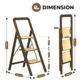 thumbnail image 5 of ToolArtess 3 Step Ladder Folding Step Stool with Wide Anti-Slip Pedal, Aluminum Lightweight Step Ladders for Home, 580 lbs Capacity, Brown, 5 of 6