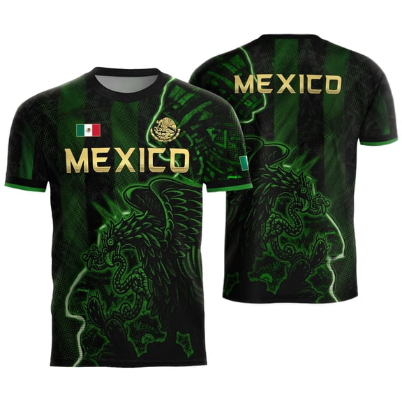 2026 Mexico Chichén Itzá Pyramid Graphic Soccer Jersey V-Neck Short Sleeve Athletic Top, Breathable Soccer Jersey For Match Day Viewing, Outdoor Training, Travel and Daily Relaxed Sports Enthusiasts
