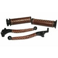 thumbnail image 1 of Fits Royal Enfield UCE Brown Leather covered 7/8" Handlebar Grip & Lever Set, 1 of 5