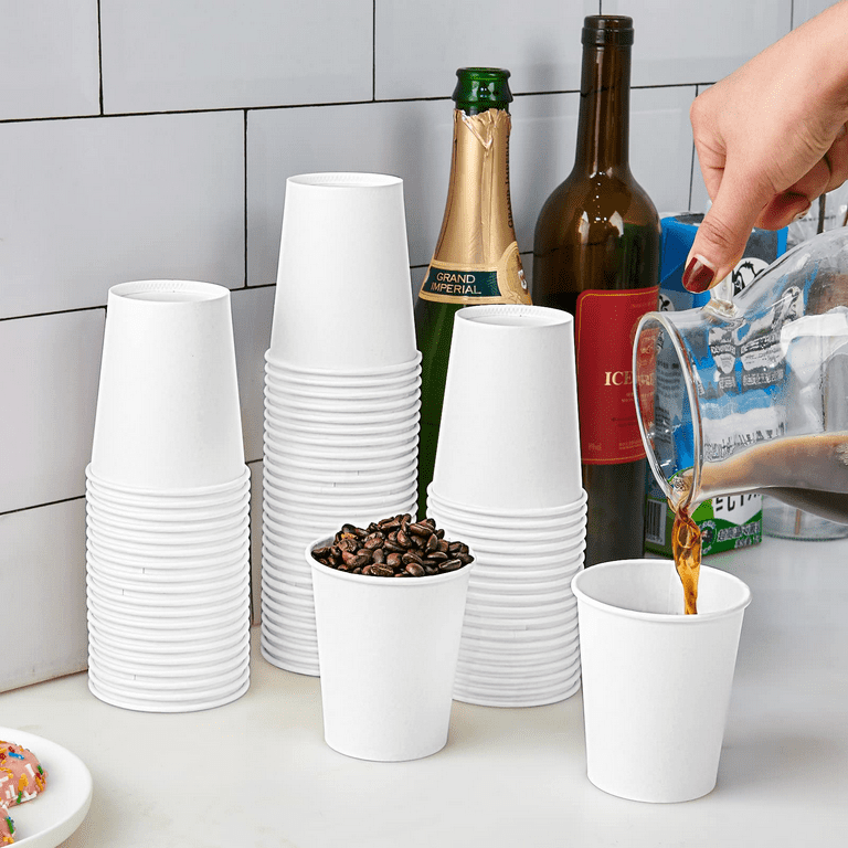 100-Pack 7 oz All-Purpose White Paper Disposable Cups – Hot/Cold