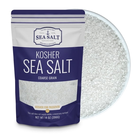Sea Salt Superstore Kosher Coarse Salt Gluten-Free, Kosher Salt for Passover, 14 oz