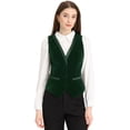 thumbnail image 1 of Chaleco de Estilo retro de terciopelo Allegra K Cuello En V Sin Mangas Verde oscuro M, 1 of 6