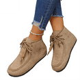 thumbnail image 3 of Willtoo Flat boots for Women Faux Suede Lace Up Ankle Boots Wide Round Toe Retro Style Street Footwear Flat Ankle Booties Khaki, 3 of 6