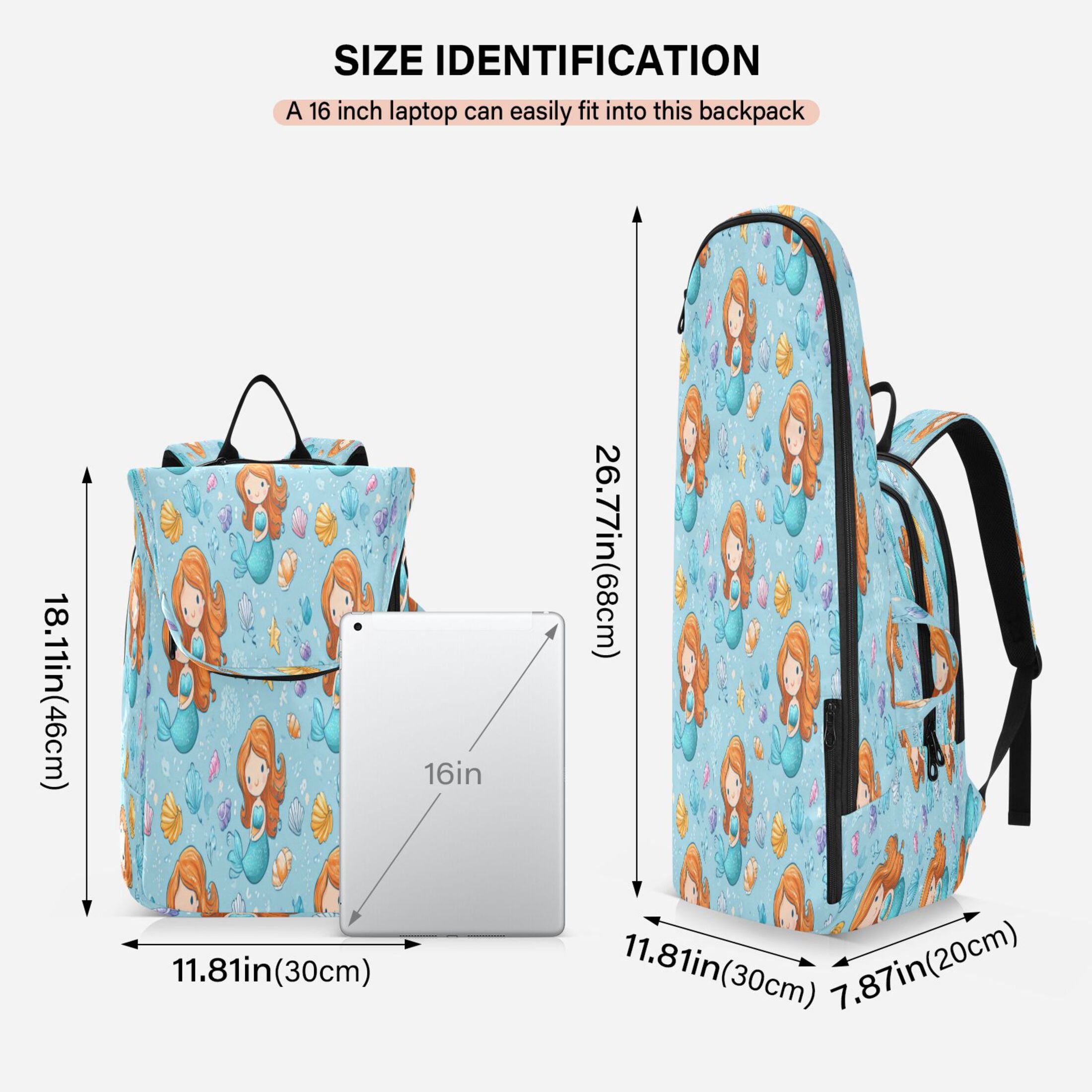 2 Racquet Holder Tennis Backpack Tennis Racket Covers Gym Bags Little Mermaids and Seashells