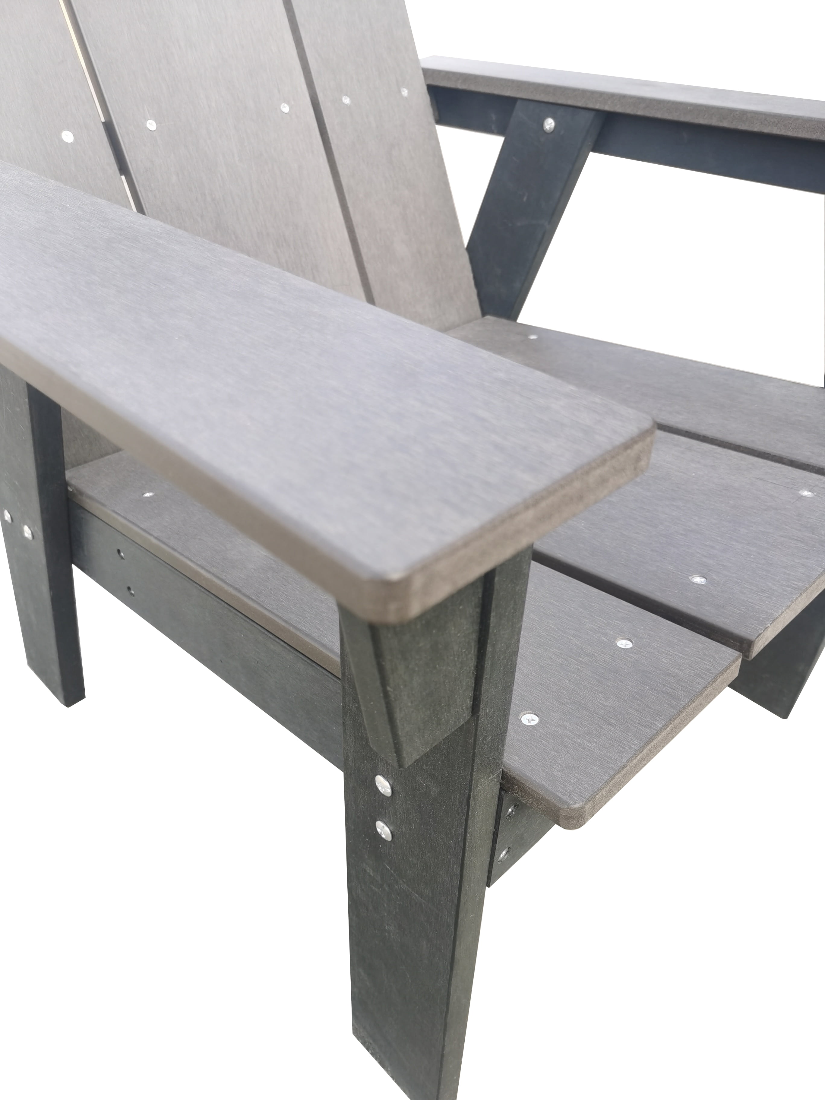 Outdoor All-Weather Polystyrene Wood Layton 3pcs Adirondack Set,,Black & Grey Two tone finish