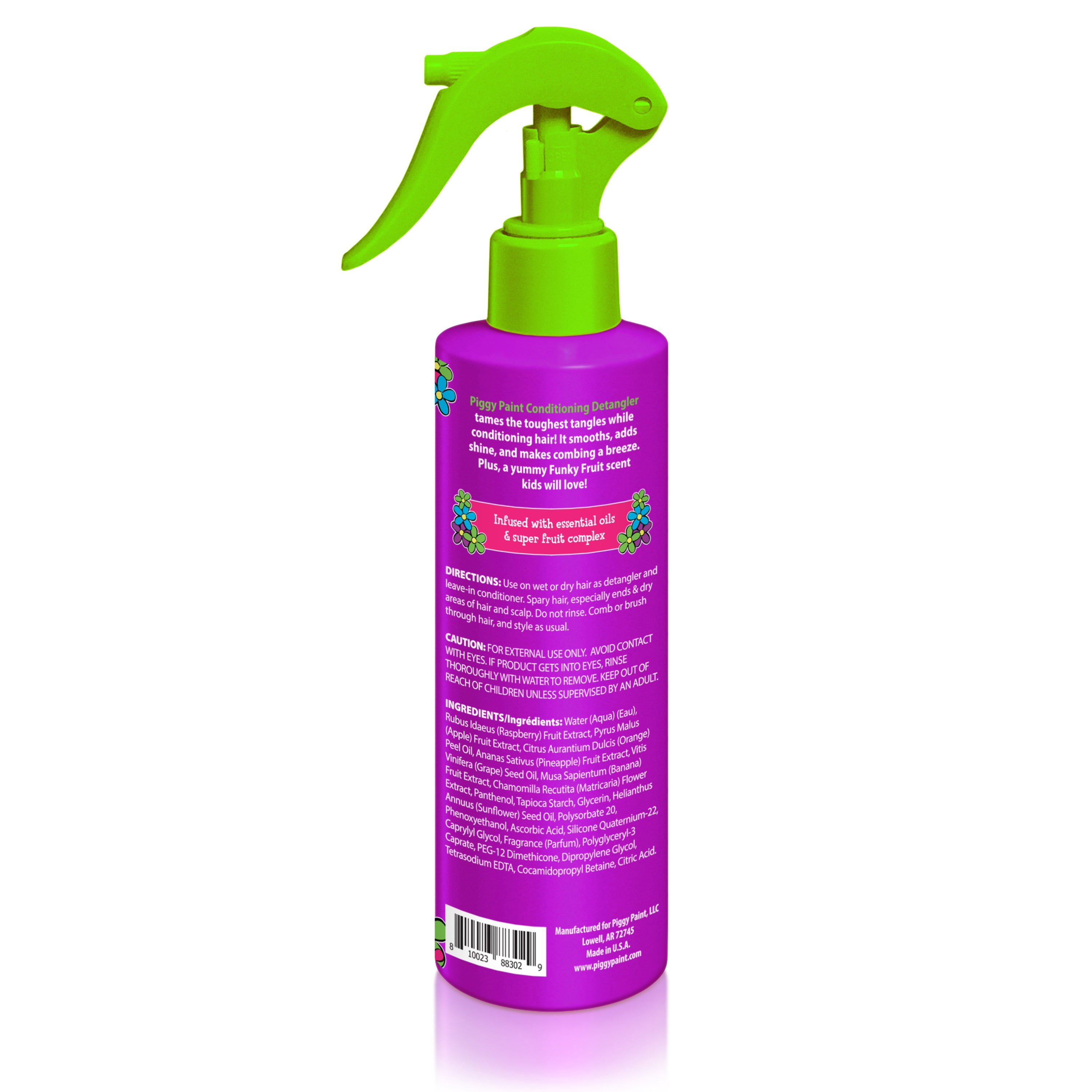 Piggy Paint Kids Conditioning Detangler Spray for Kids, Funky Fruit Scent, Essential Oils, Super Fruit Extracts, 8.5 fl oz