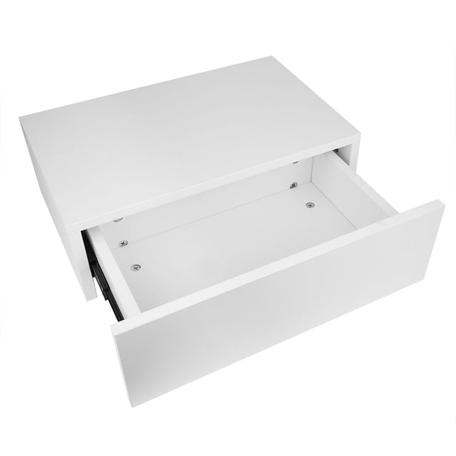 Rdeghly Table de Chevet, Table de Chevet Flottante Murale Moderne avec Étagère et Tiroir Mobilier de Maison Blanc