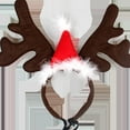 thumbnail image 4 of Luxsea Pet Reindeer Antlers Christmas Costume Dog Cat Elk Headband Deer Horn Hat Costume with Xmas Santa Red Hat, 4 of 5