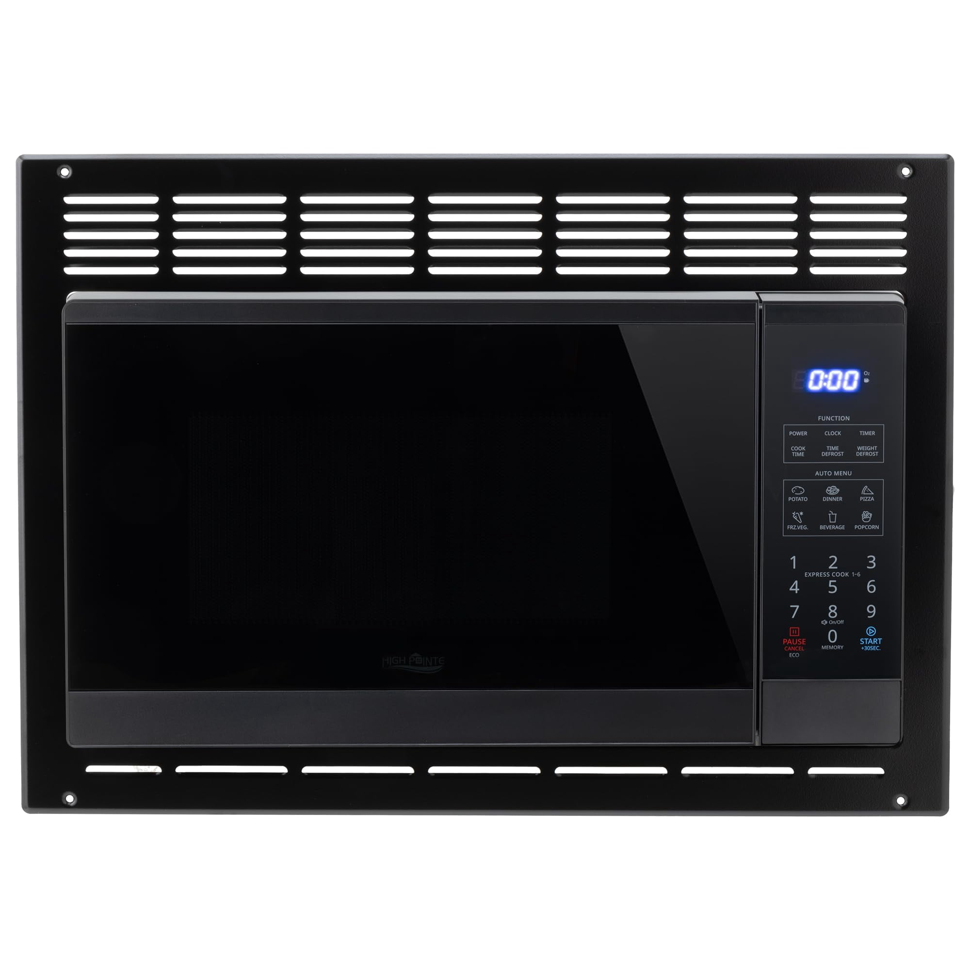 RecPro High Pointe Built-in Black Microwave | 0.9 Cu. Ft. | 6 Cook Modes | Child Lock | Touch Pad Controls | Mute Mode