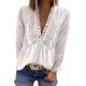 thumbnail image 5 of Tops Con Cuello En V, Cómoda Blusa Informal De Manga Larga Con Volantes Para Mujer, Estampado De Lunares Encantador Para La Oficina Para Ir De Compras ANGGREK  Otros, 5 of 6